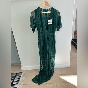 Honey Punch Green Lace Maxi Dress
